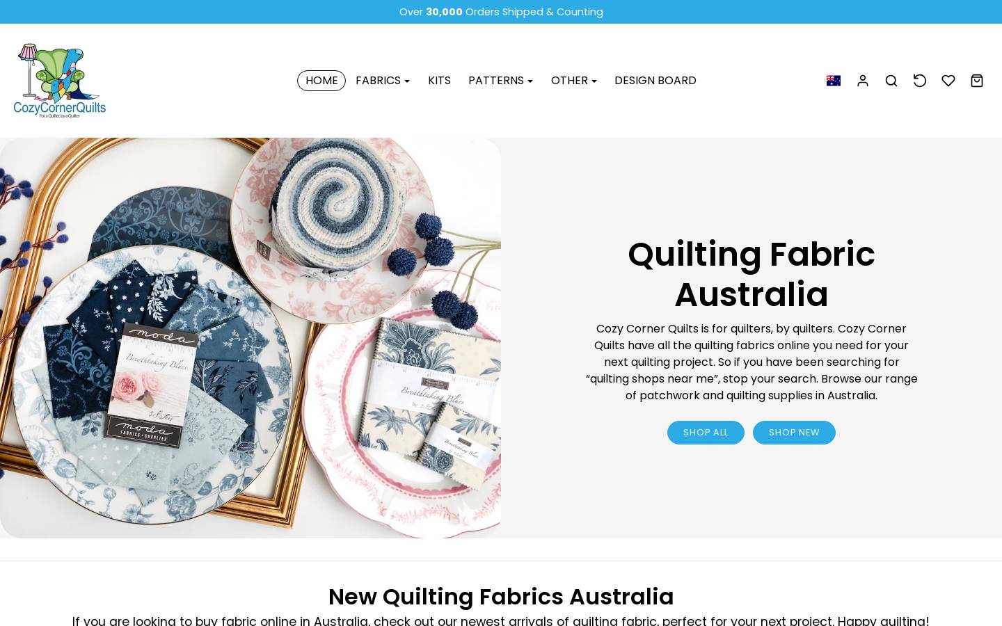 cozycornerquilts.com.au homepage screenshot