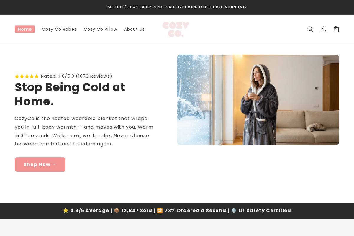 cozycorobe.com homepage screenshot