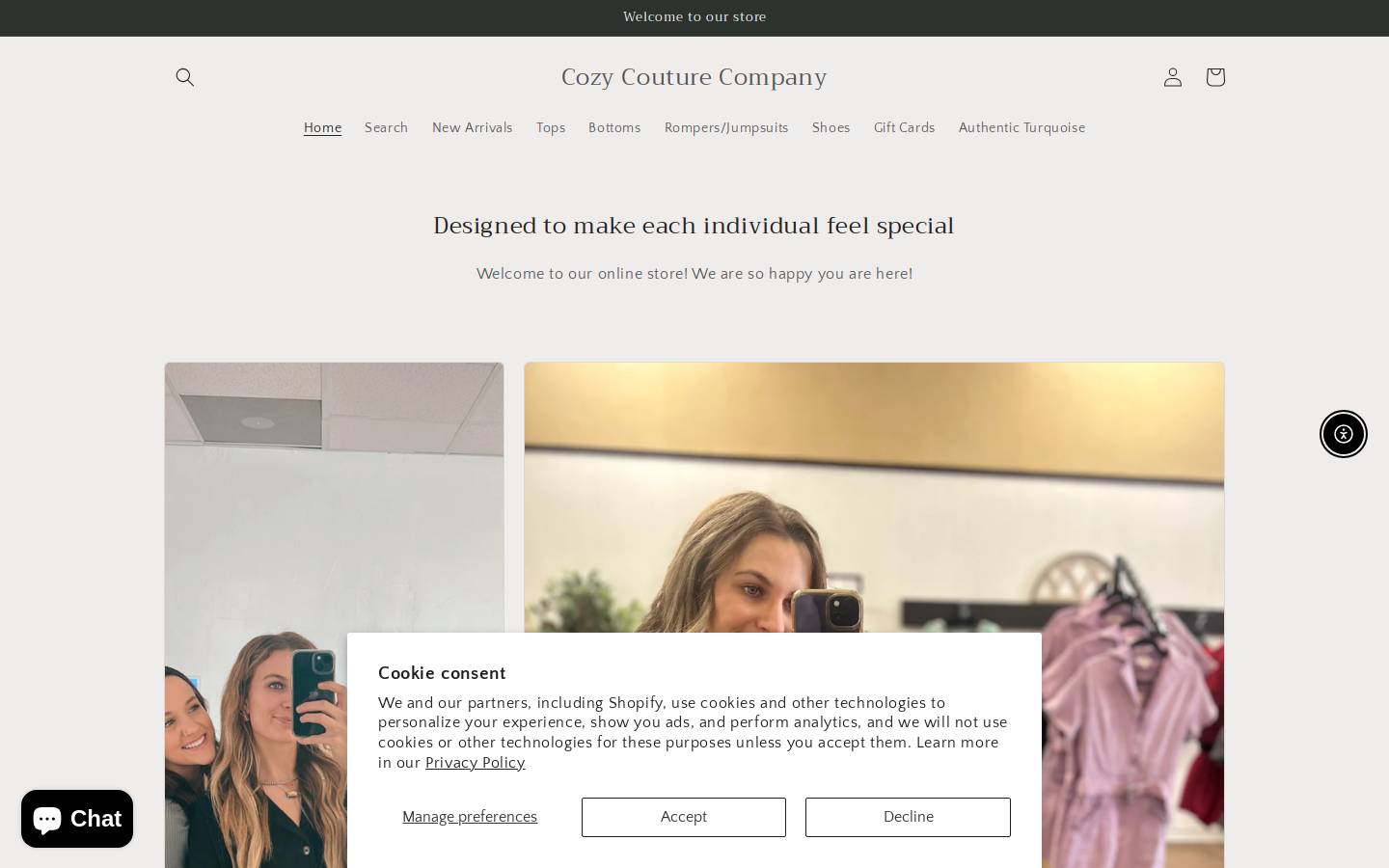 cozycoutureco.com homepage screenshot