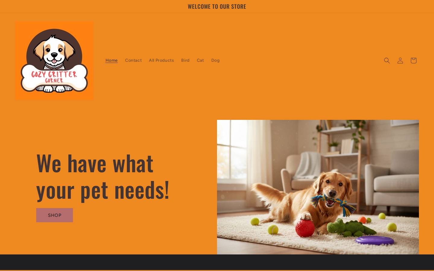 cozycrittercorner.com homepage screenshot