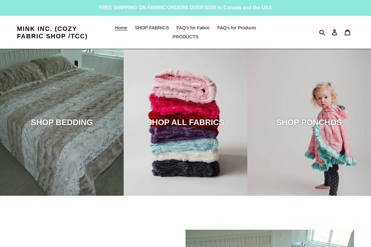 cozyfabricshop.ca homepage screenshot