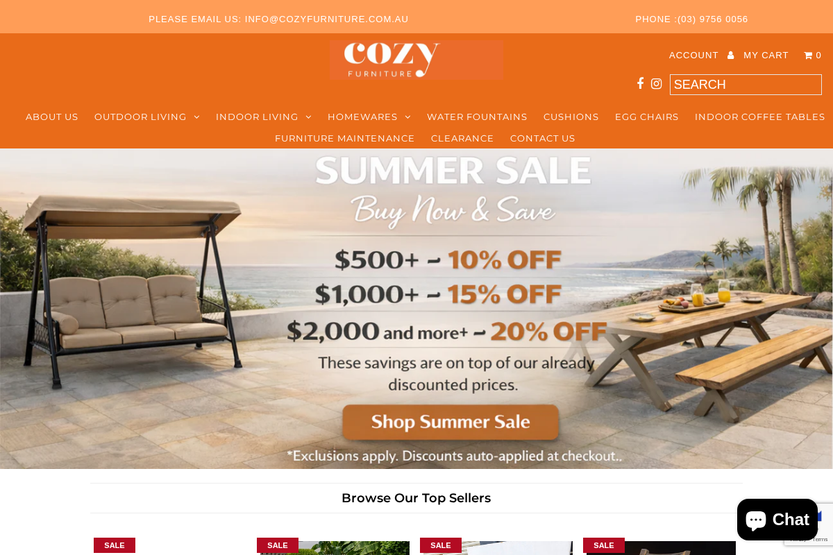Cozy Furniture homepage screenshot