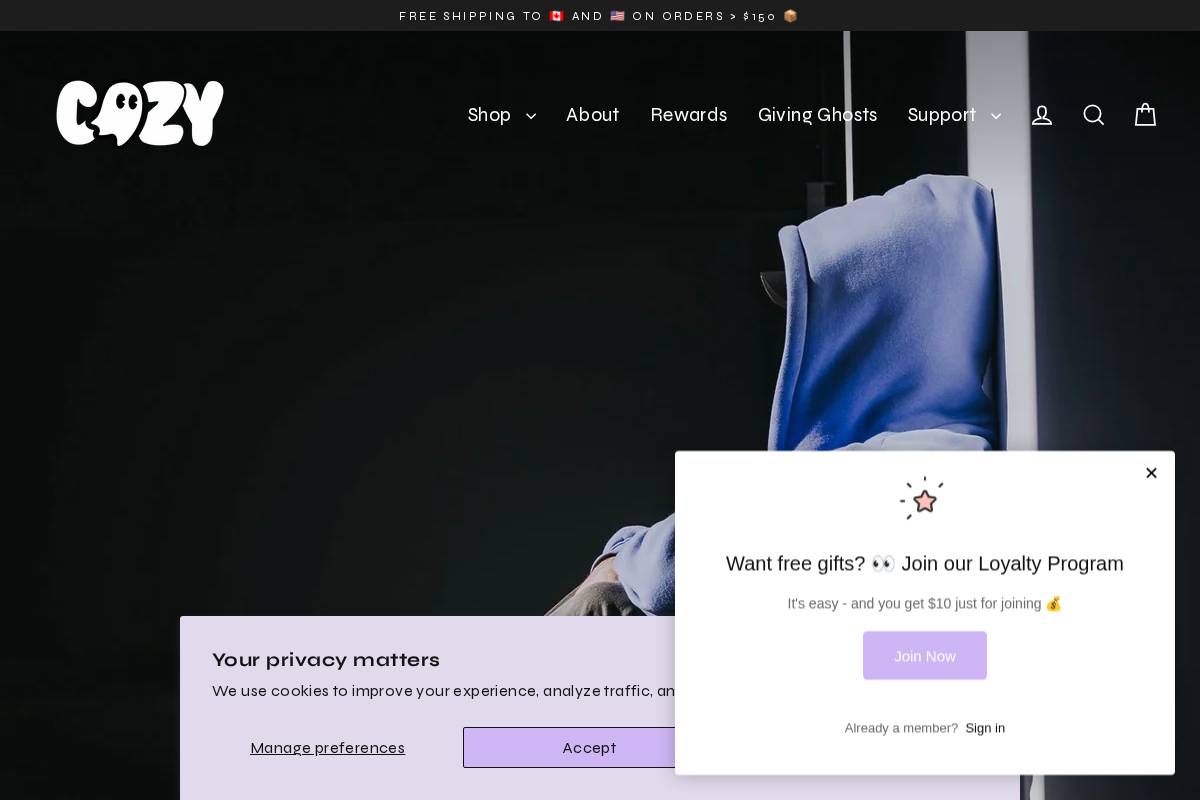 cozyghost.ca homepage screenshot