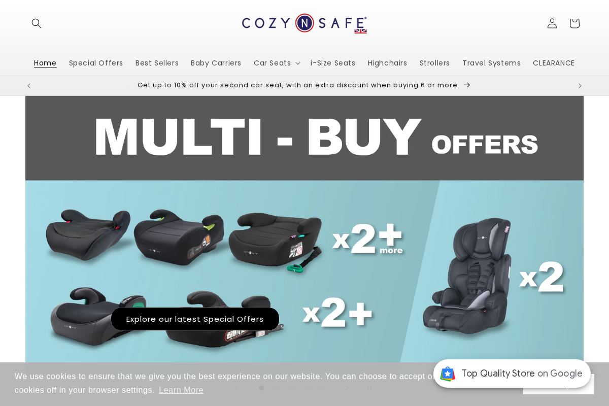 Cozy N Safe homepage screenshot