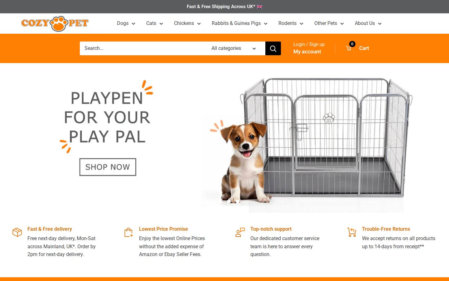 COZY PET homepage screenshot