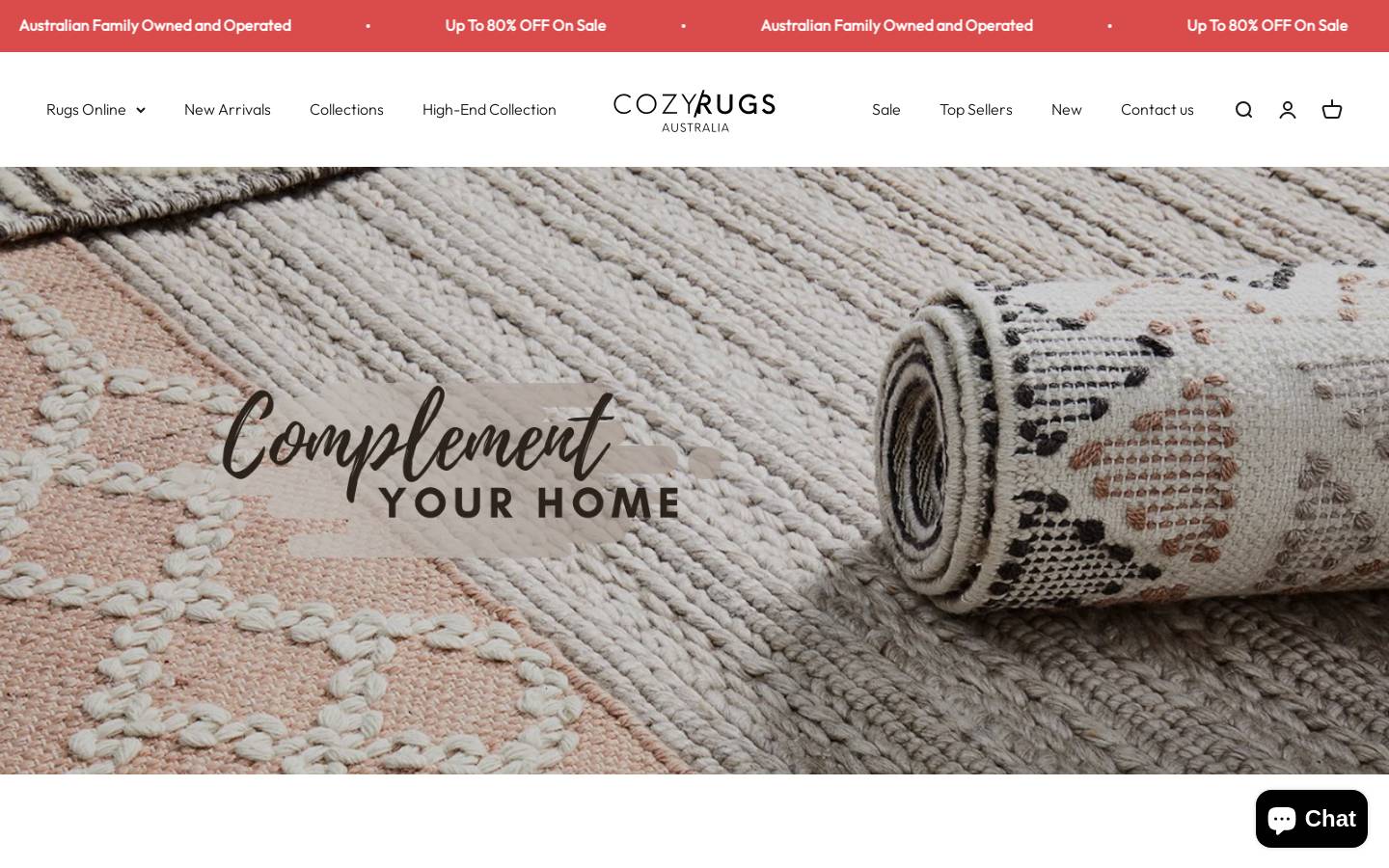 Cozy Rugs homepage screenshot