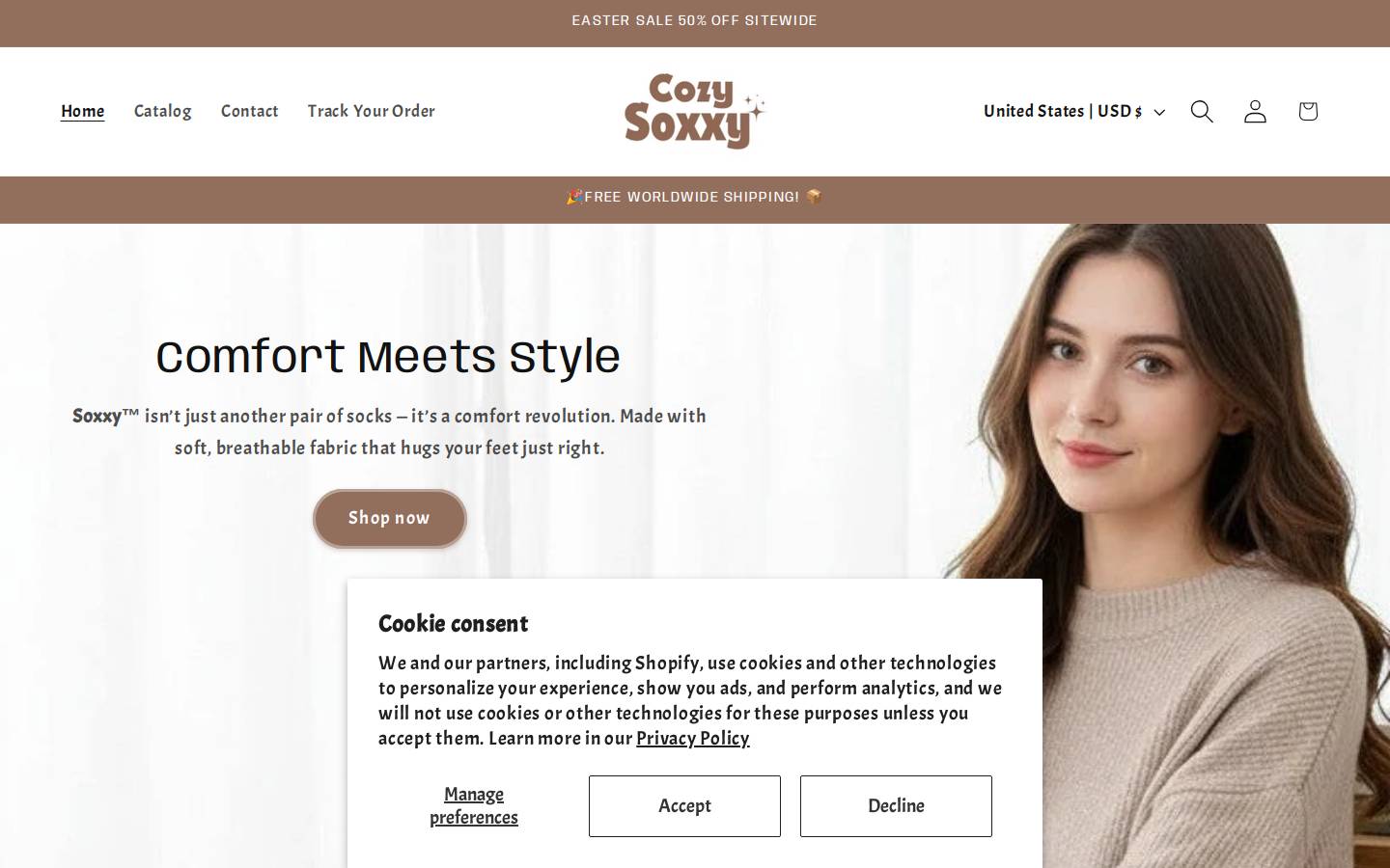cozysoxxy.com homepage screenshot