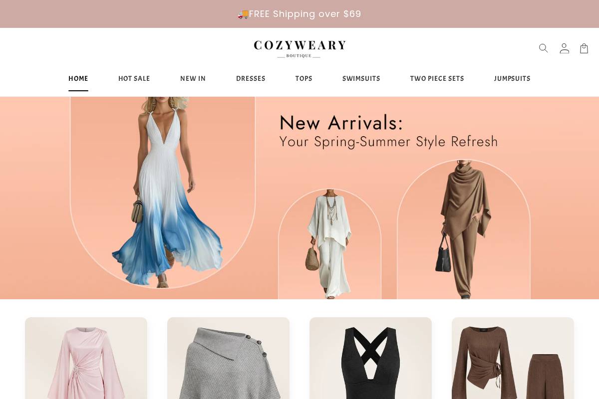 cozyweary.com homepage screenshot