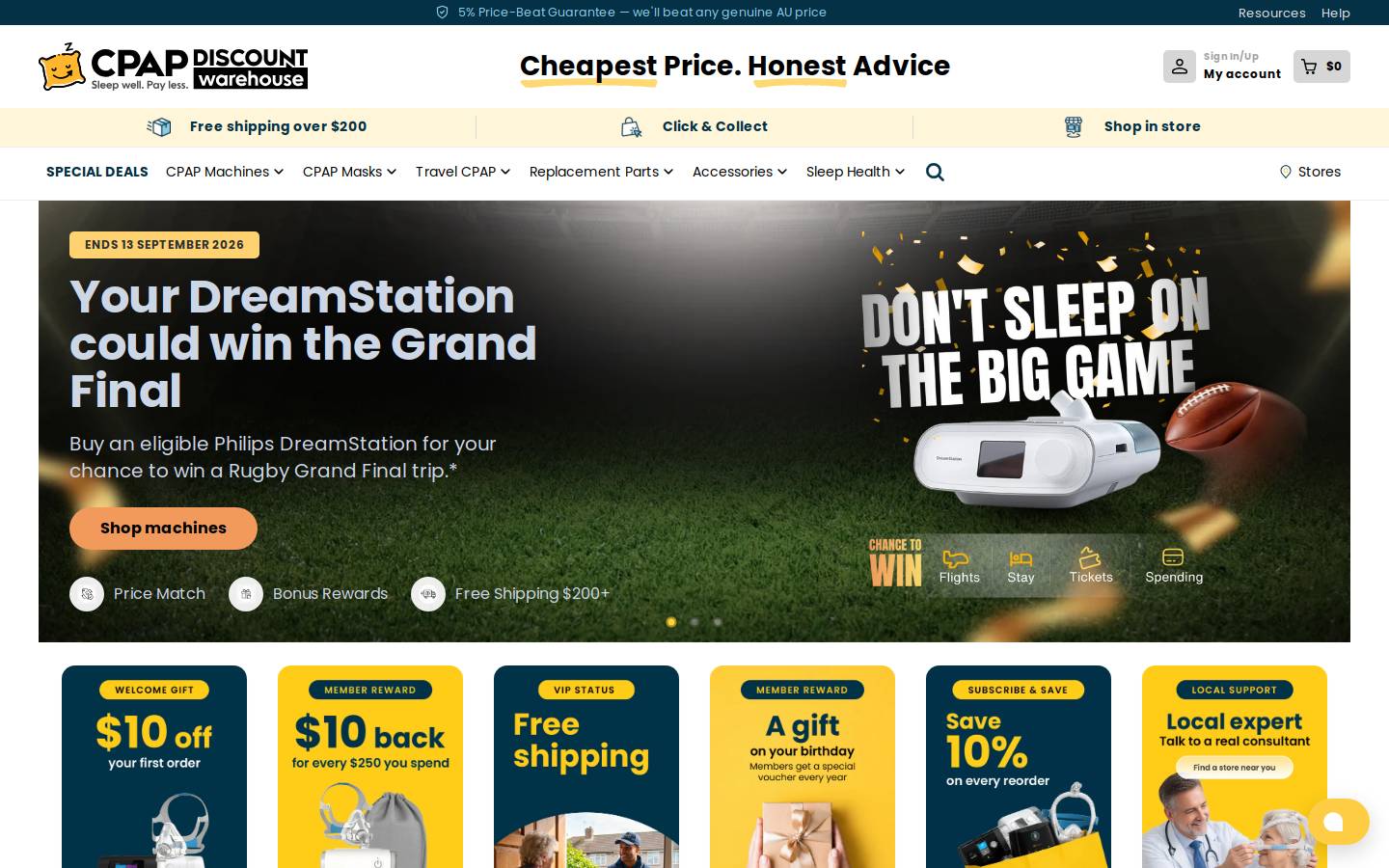 CPAP Discount Warehouse homepage screenshot
