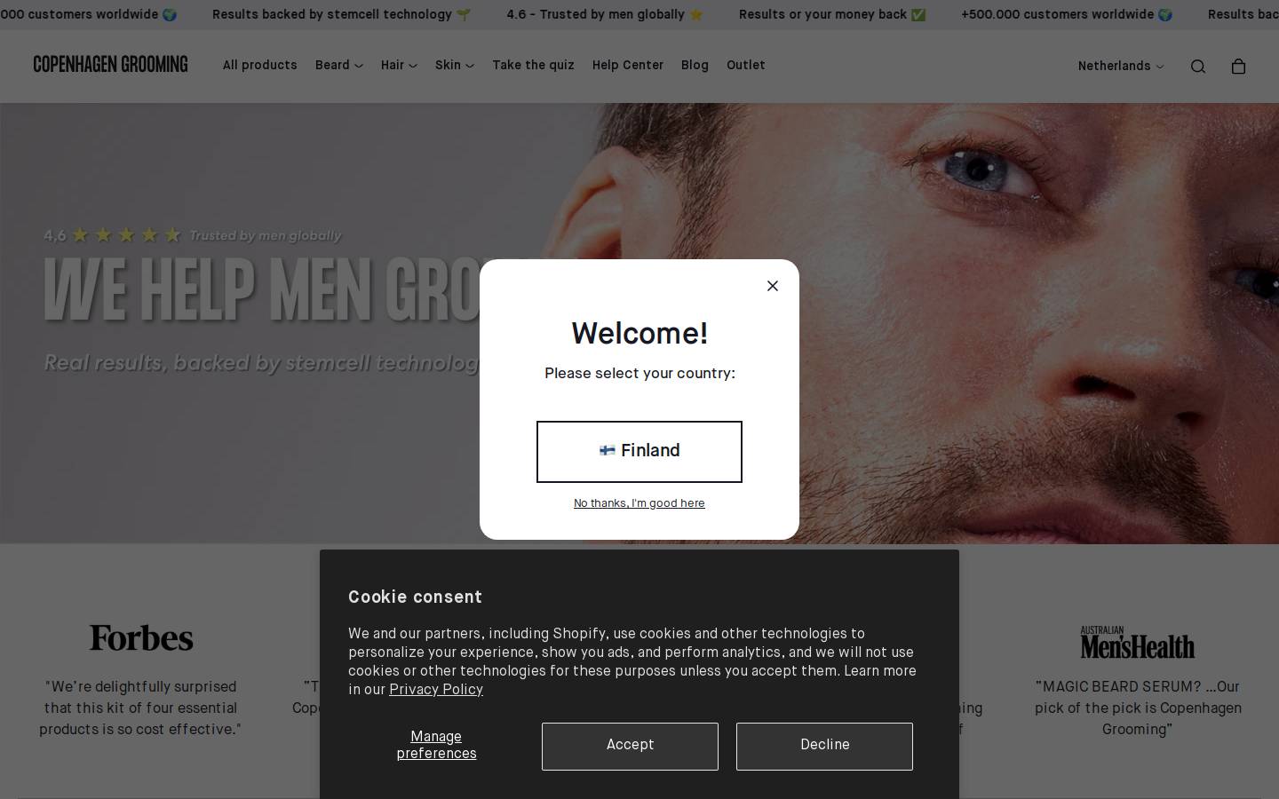 Copenhagen Grooming homepage screenshot