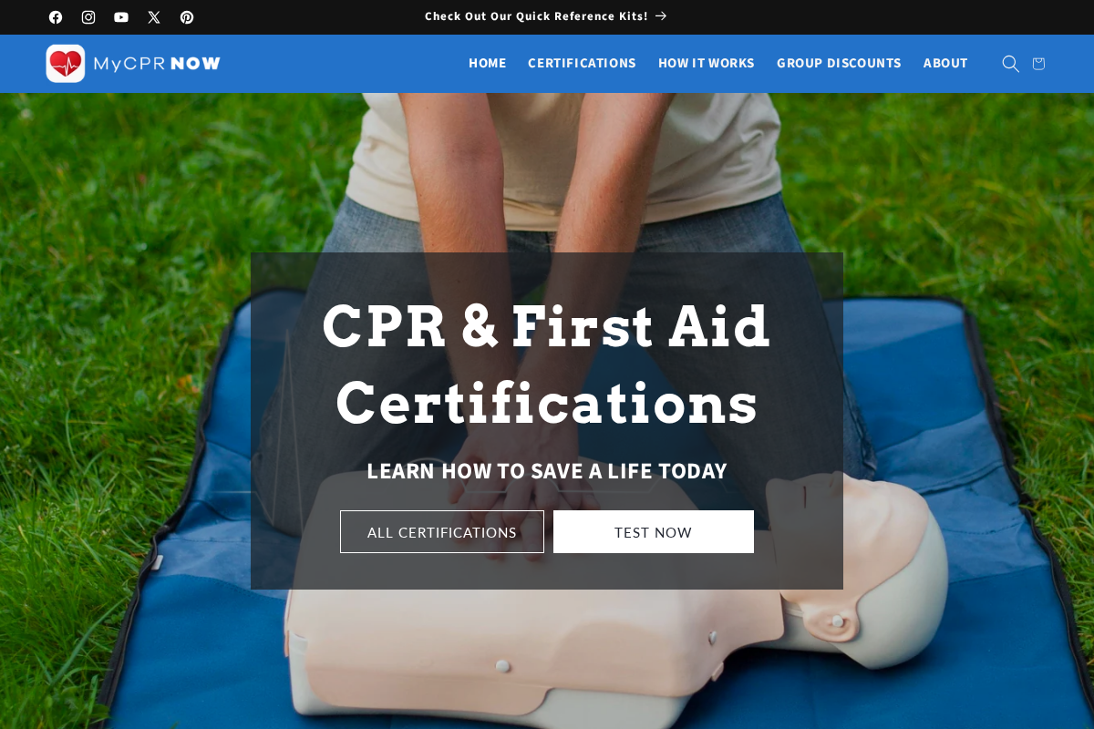 MyCPR Now homepage screenshot