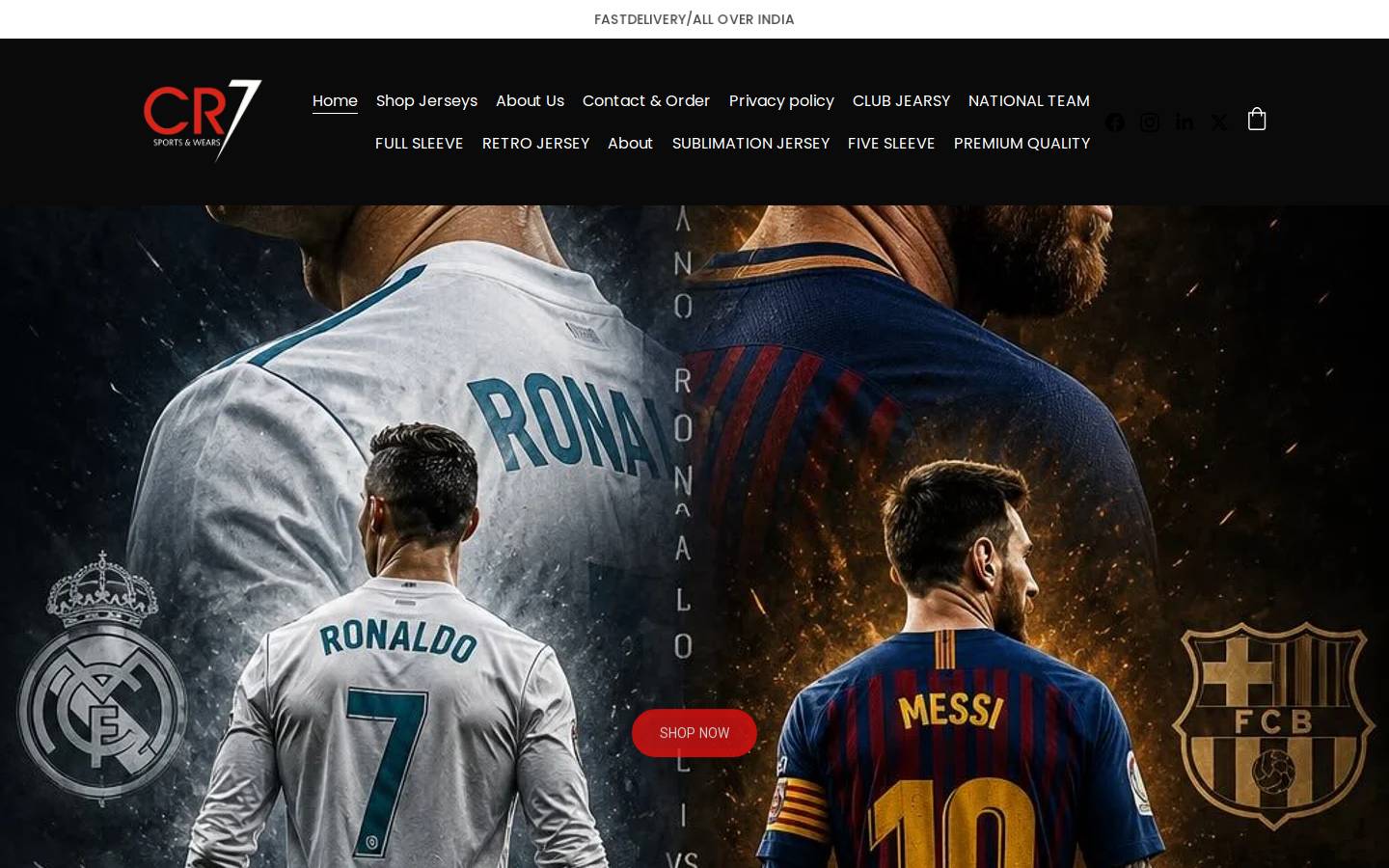 cr7sportswear.store homepage screenshot