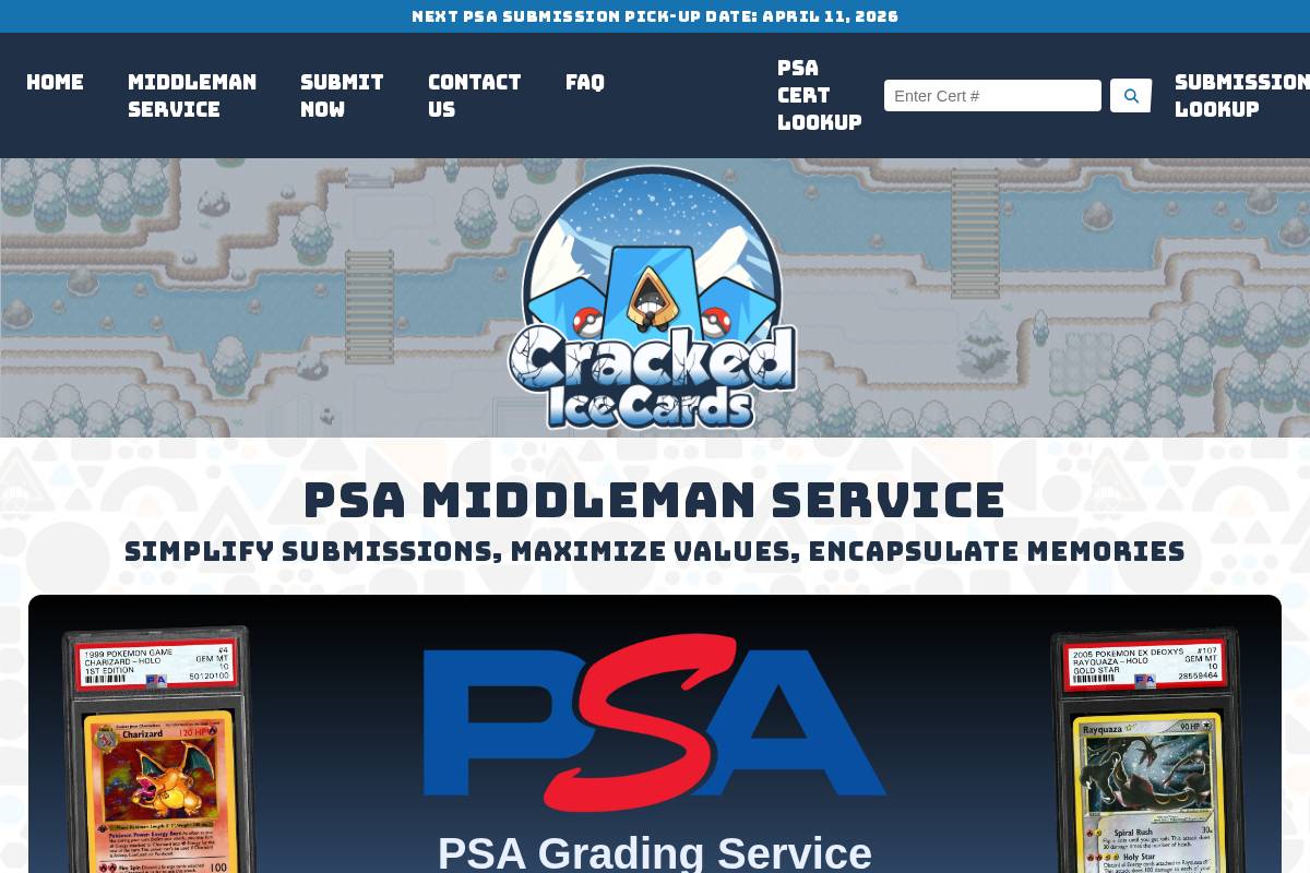 crackedicecards.com homepage screenshot