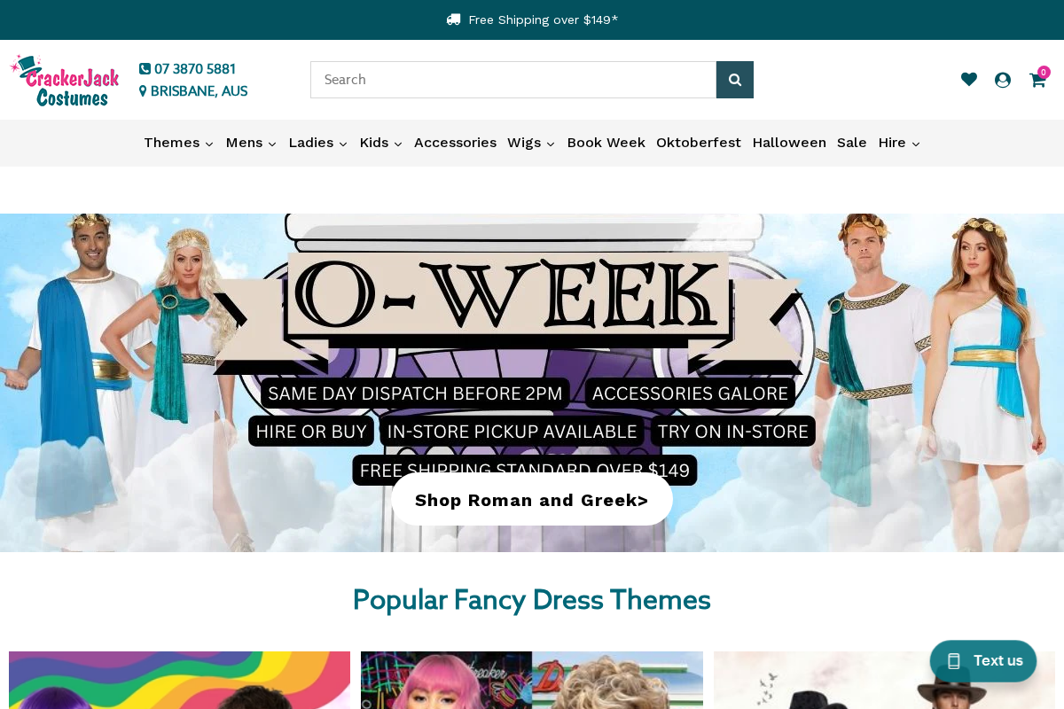 Cracker Jack Costumes homepage screenshot