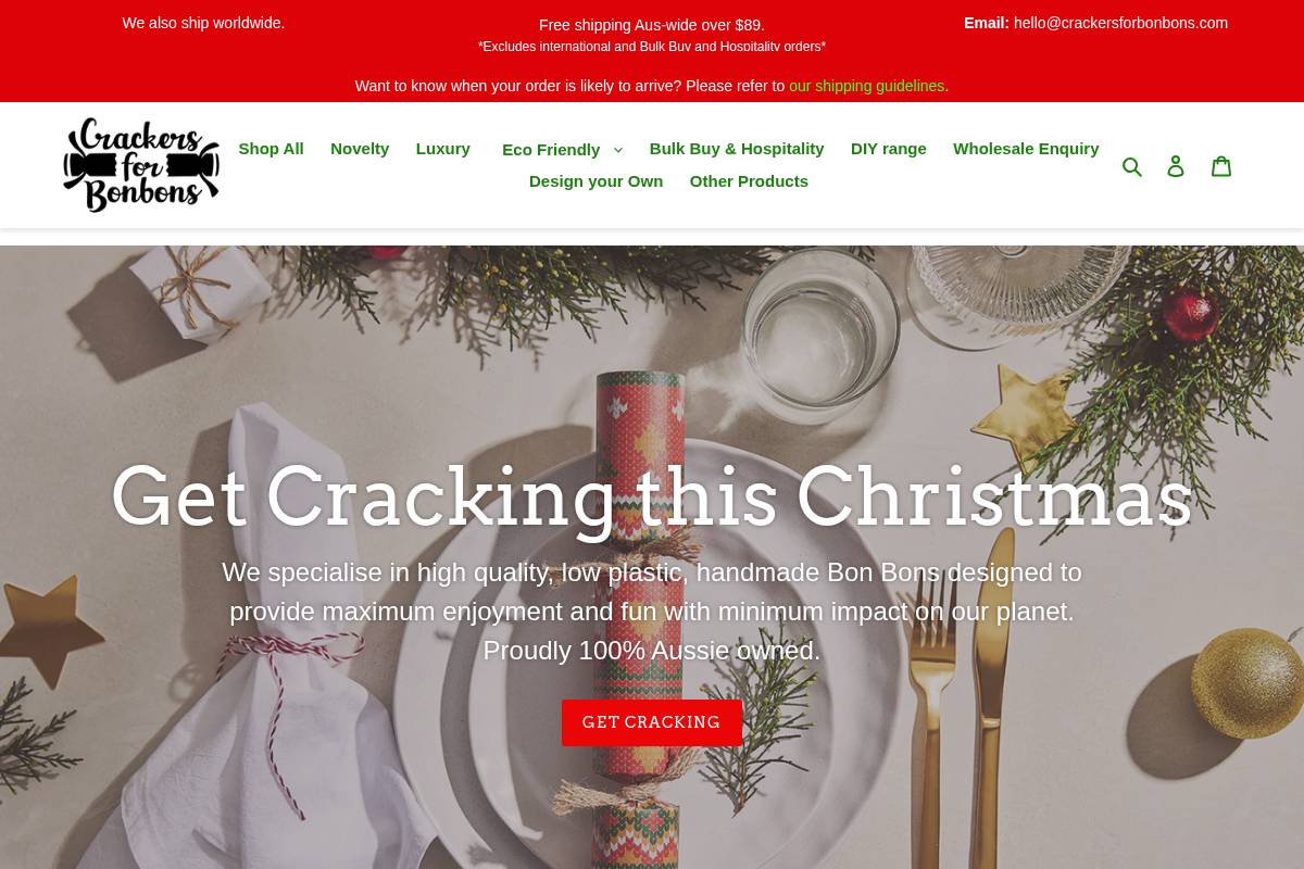 crackersforbonbons.com homepage screenshot