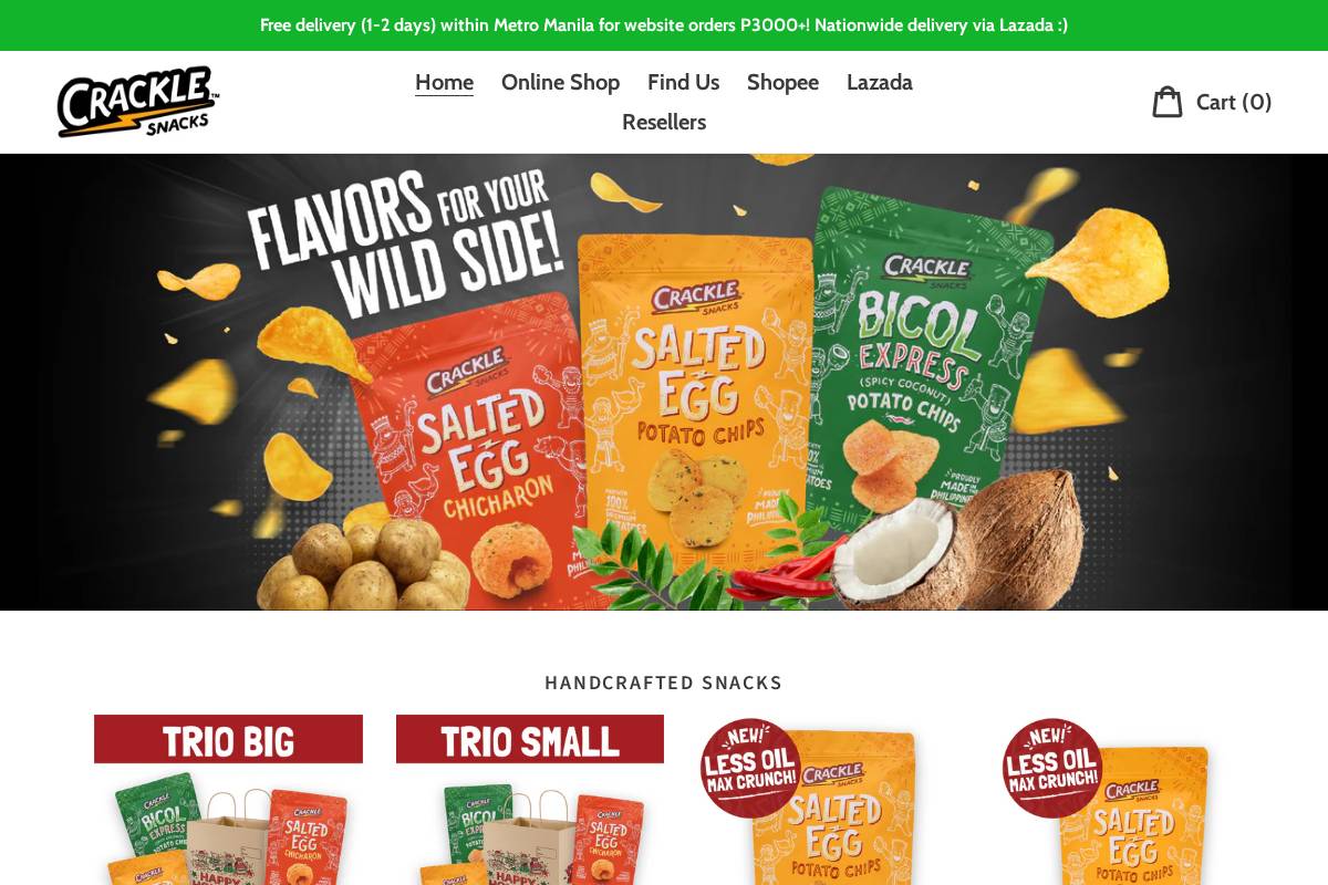 cracklesnacks.com homepage screenshot