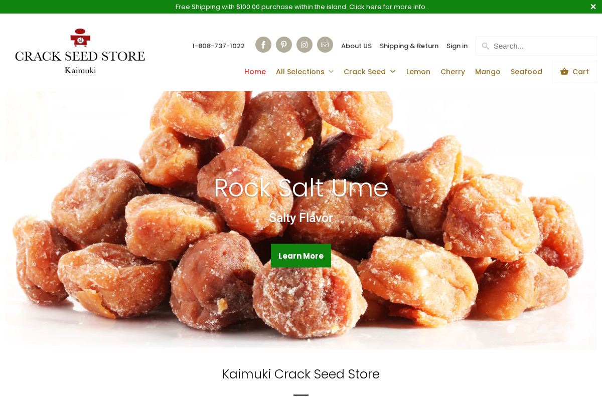 Kaimuki Crack Seed Store homepage screenshot