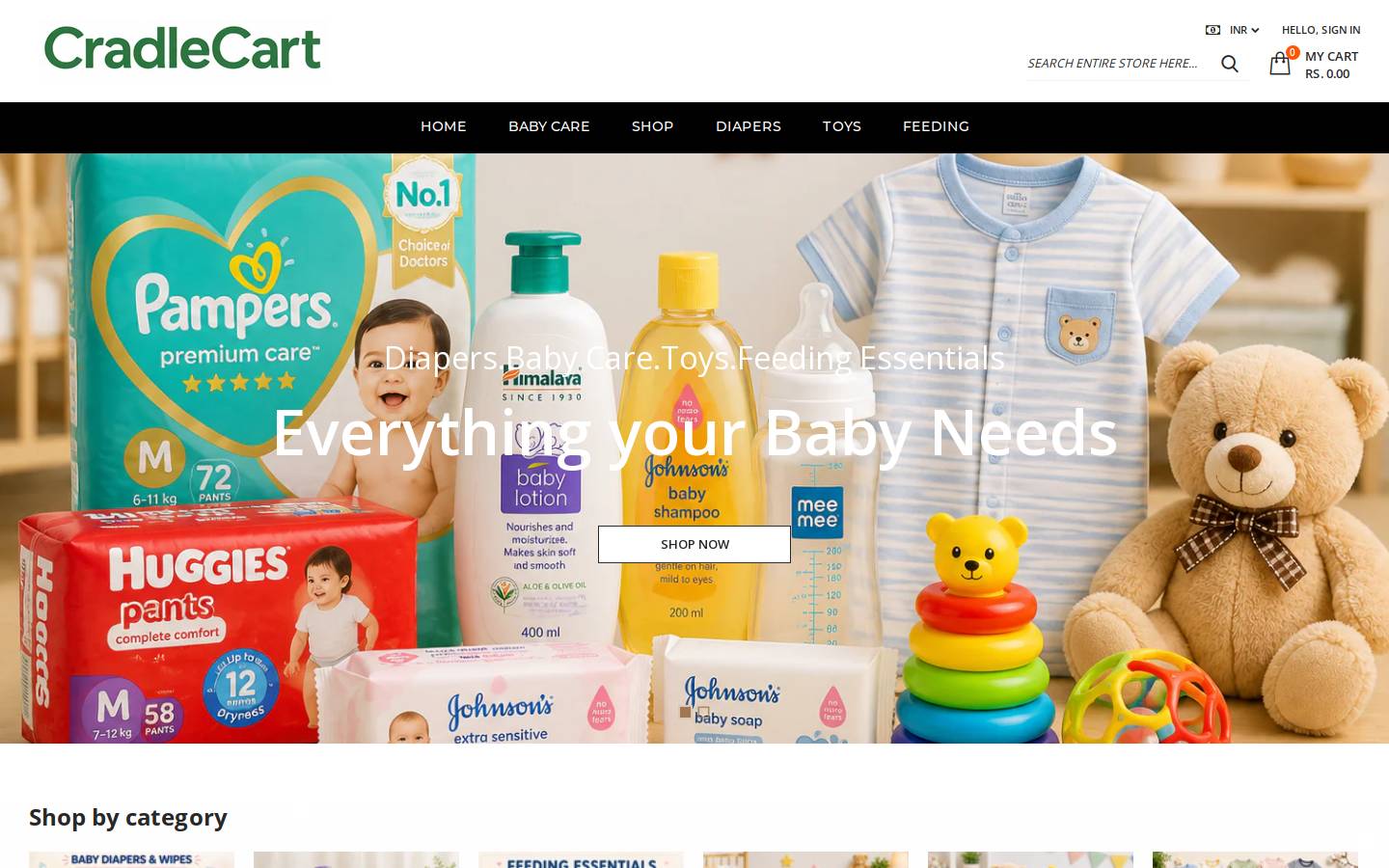cradlecart.com homepage screenshot