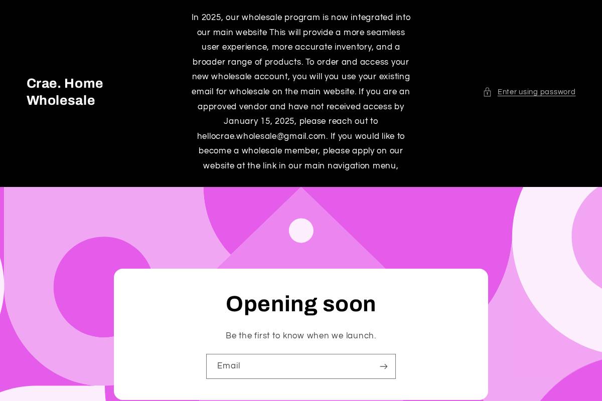 craehomewholesale.com homepage screenshot