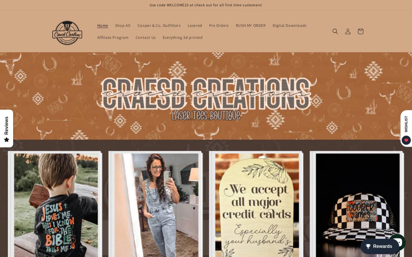 craesdcreations.com homepage screenshot