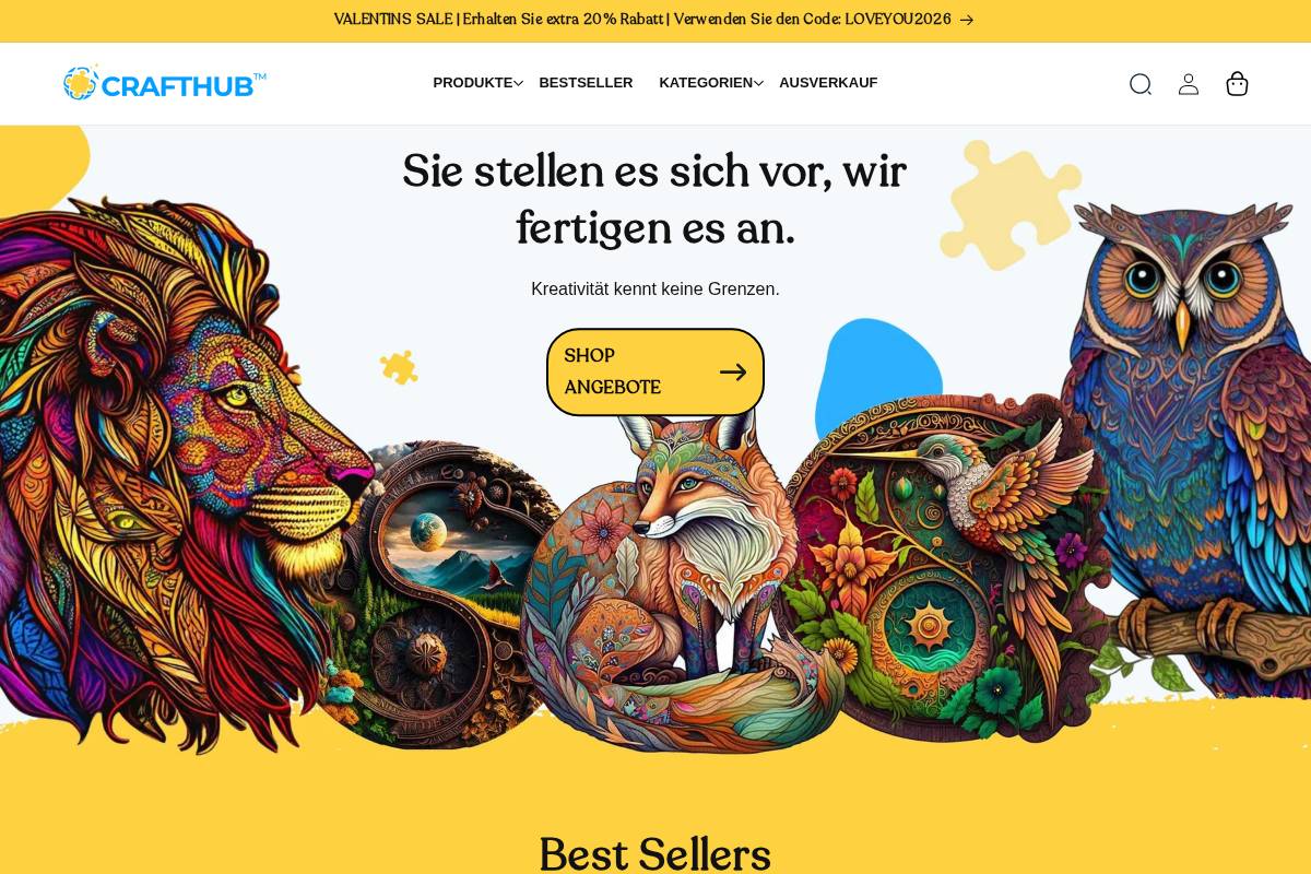 Craft Hub homepage screenshot