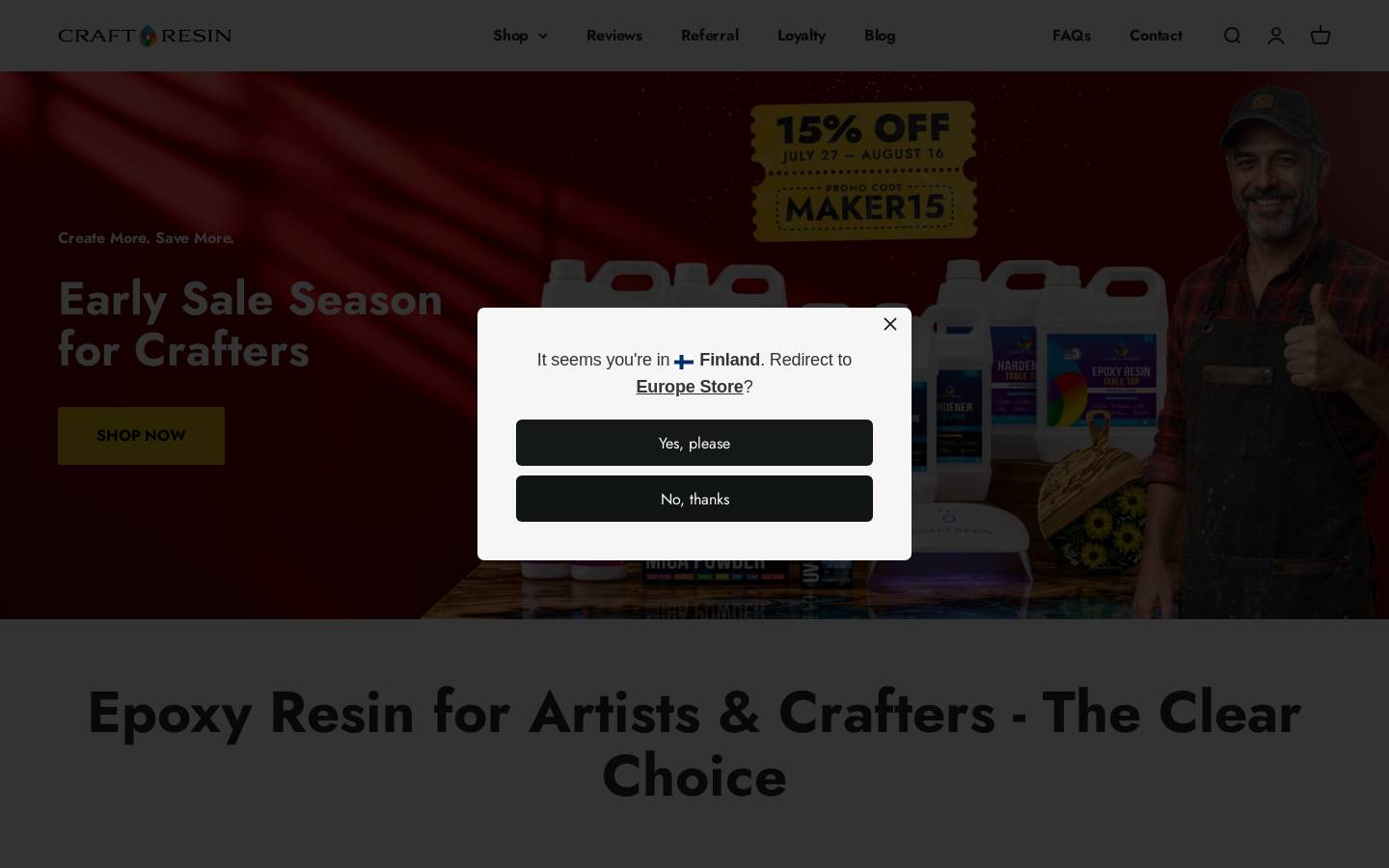 Craft Resin homepage screenshot