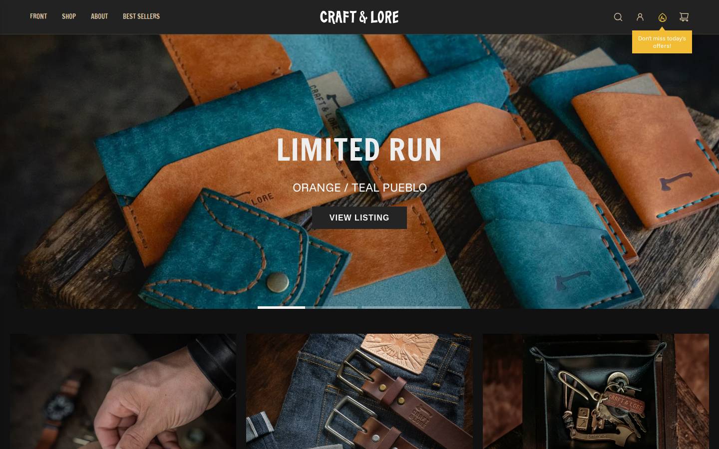 Craft and Lore homepage screenshot