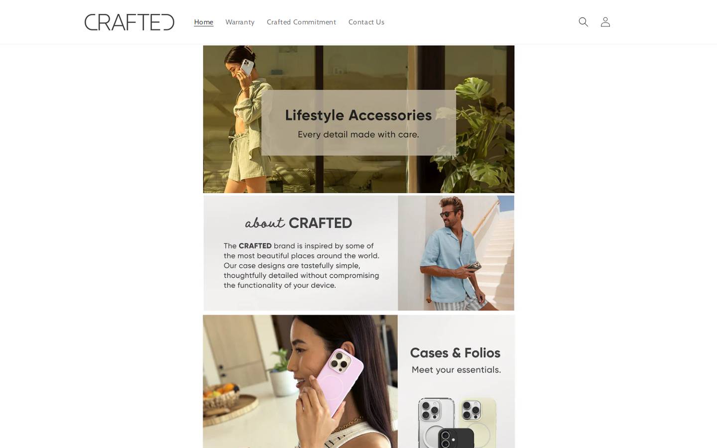 craftedaccessories.com homepage screenshot