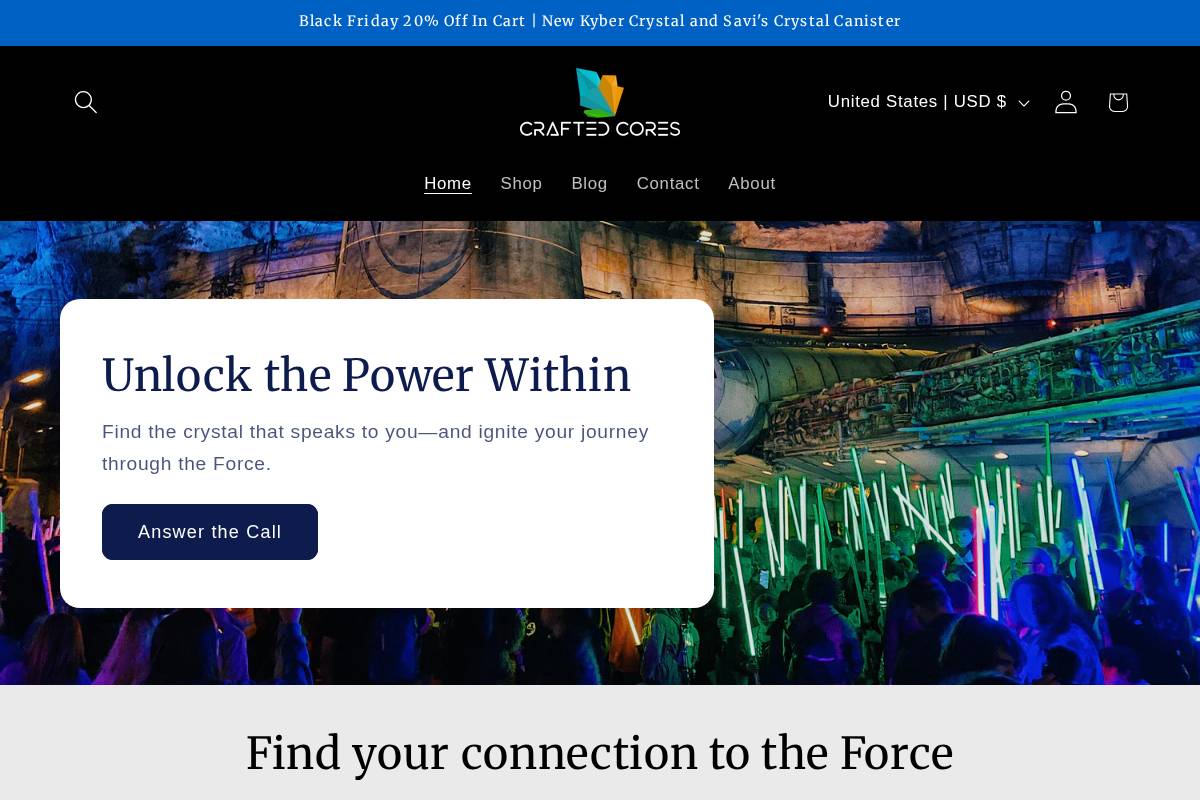 craftedcores.com homepage screenshot