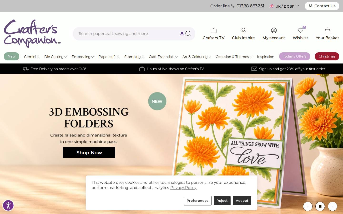 Crafter's Companion homepage screenshot