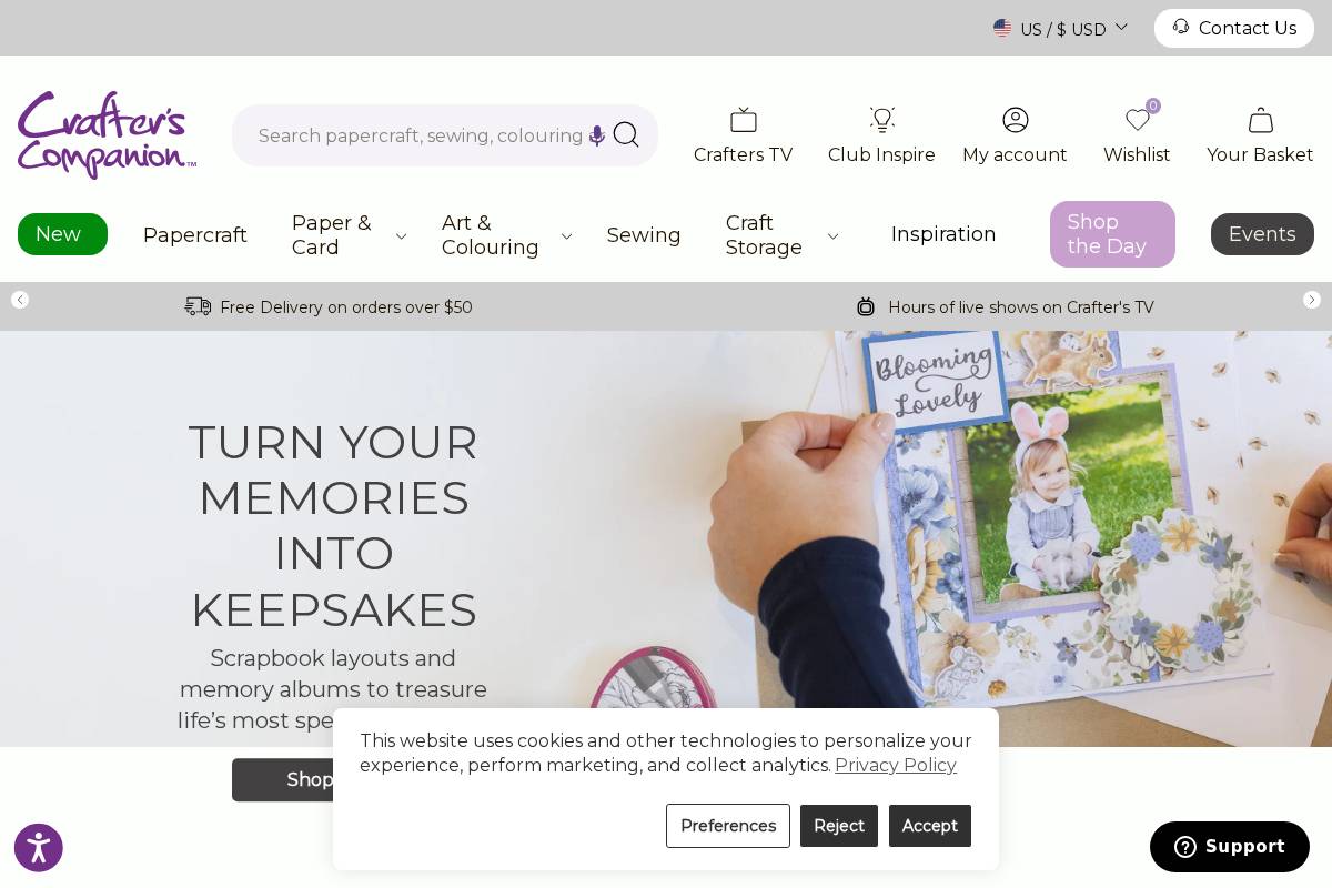 crafterscompanion.com homepage screenshot