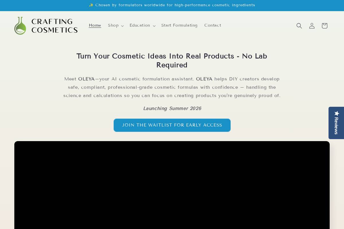 craftingcosmetics.com homepage screenshot
