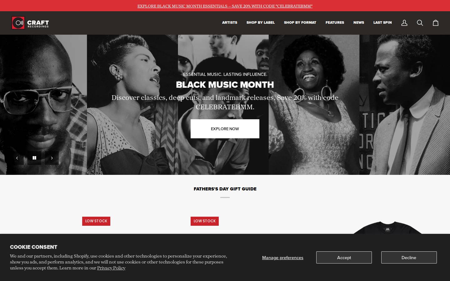 craftrecordings.com homepage screenshot