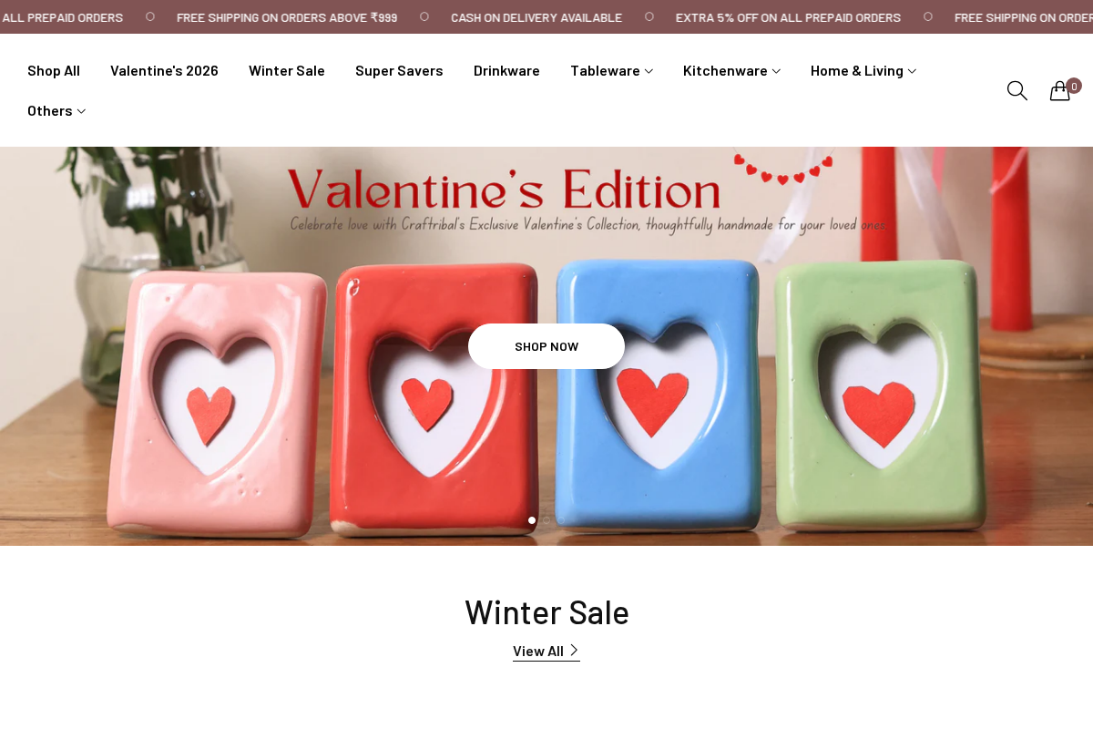 Craftribal homepage screenshot