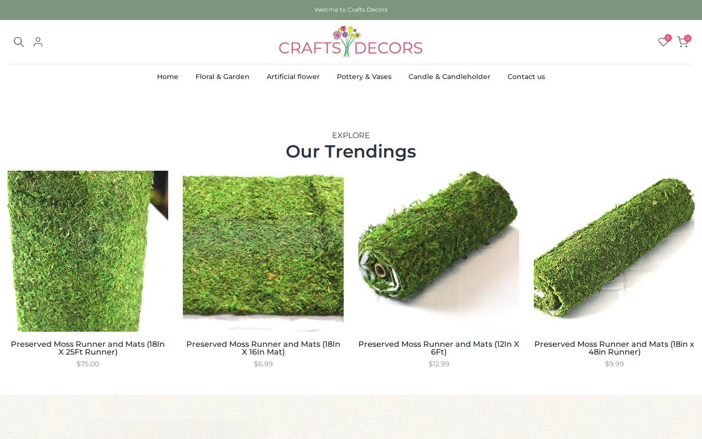 craftsdecors.com homepage screenshot