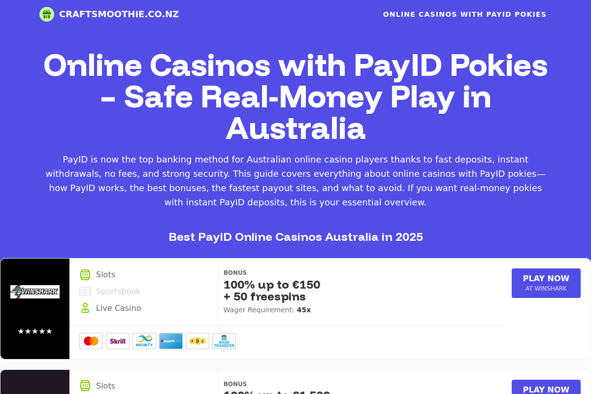 craftsmoothie.co.nz homepage screenshot