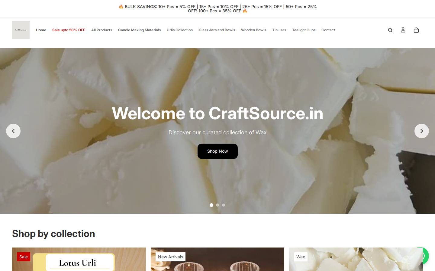 craftsource.in homepage screenshot
