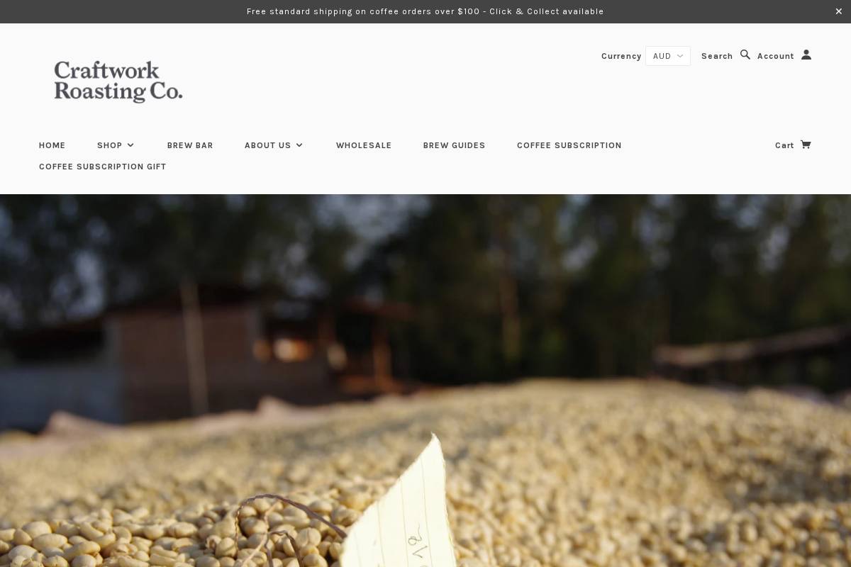 craftworkroasting.com.au homepage screenshot