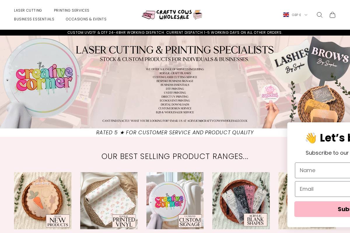 crafty-cows.co.uk homepage screenshot