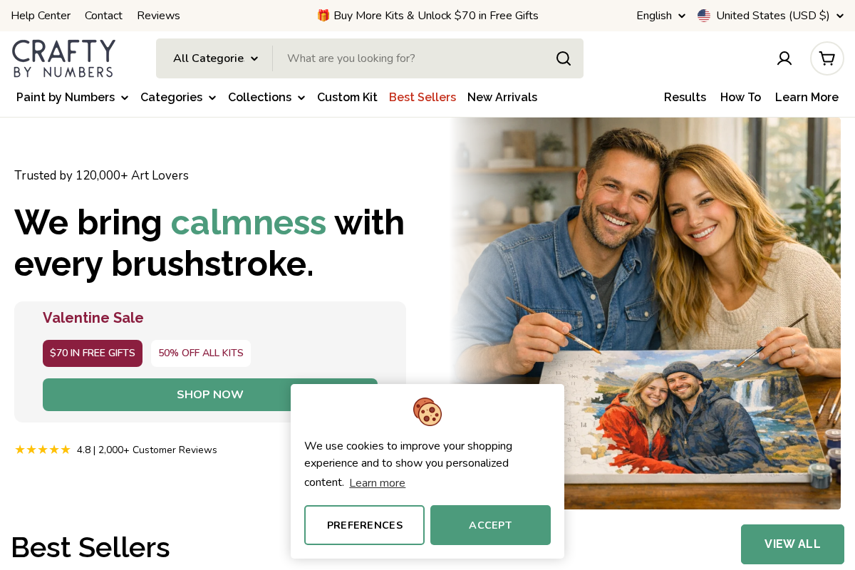 Crafty by Numbers homepage screenshot