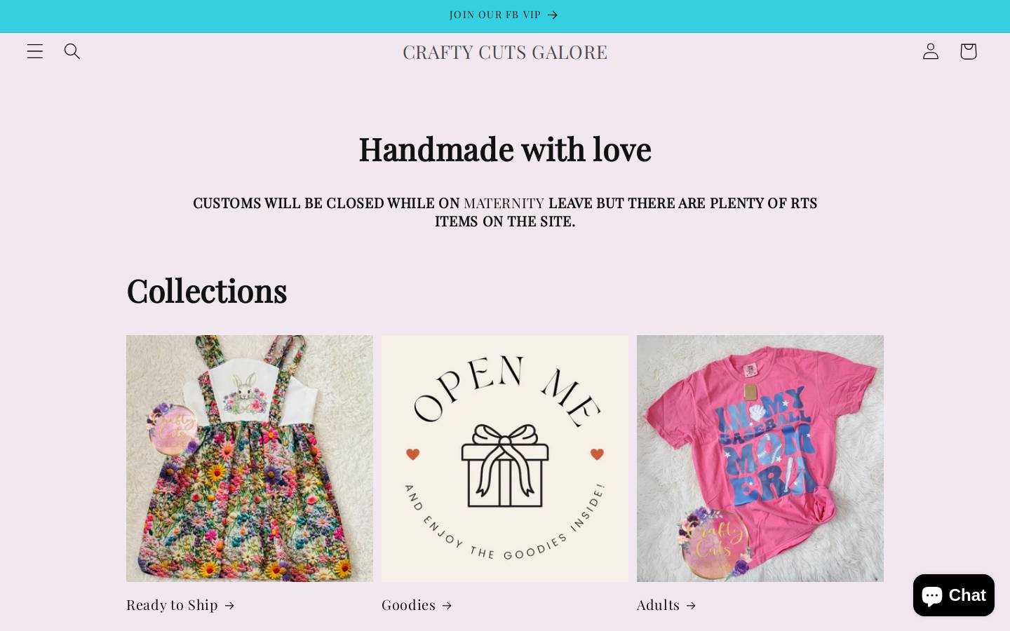 craftycutsgalore.com homepage screenshot