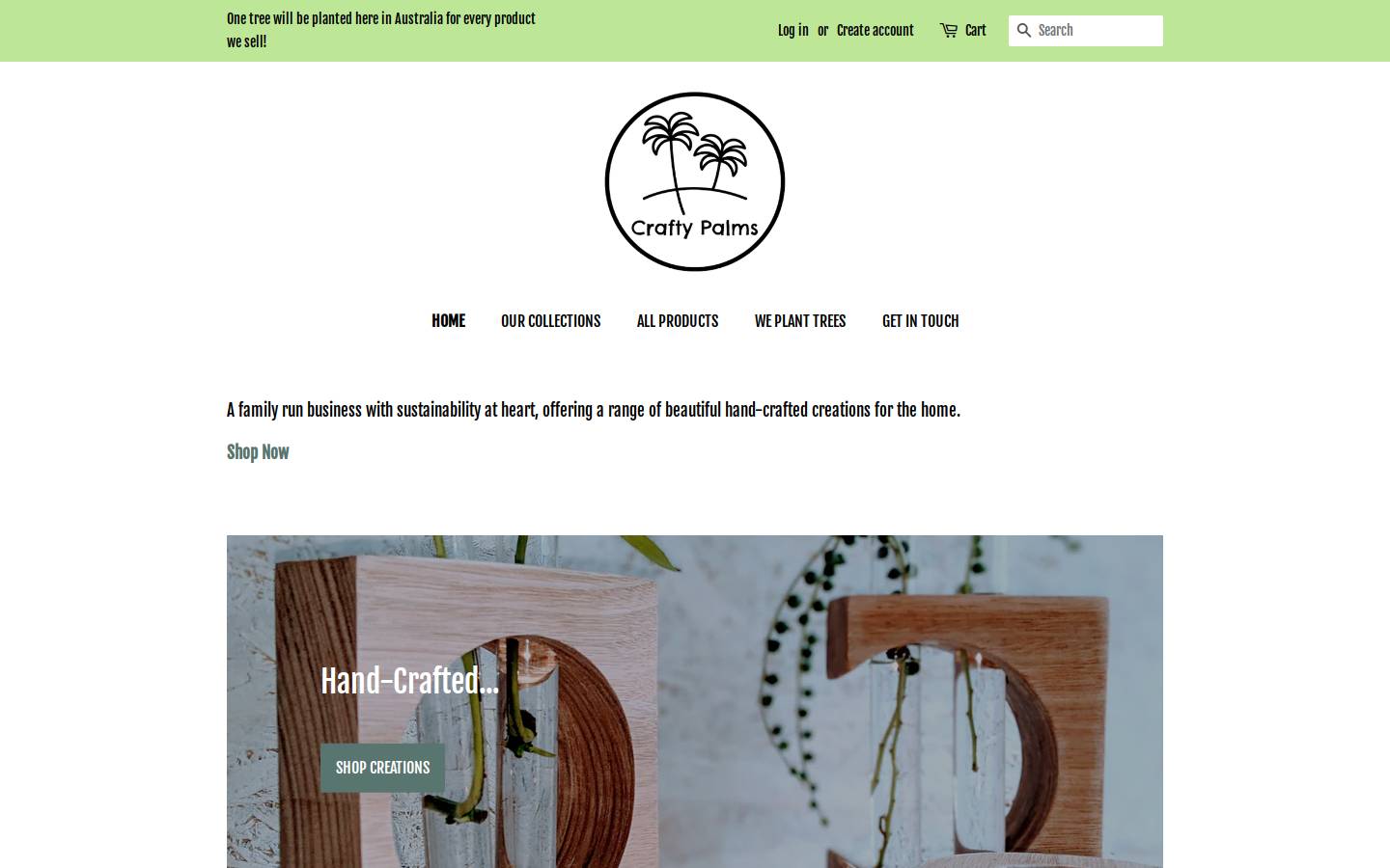 craftypalms.com.au homepage screenshot