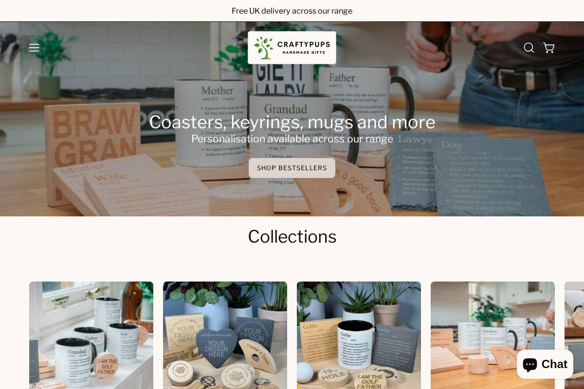 craftypups.com homepage screenshot