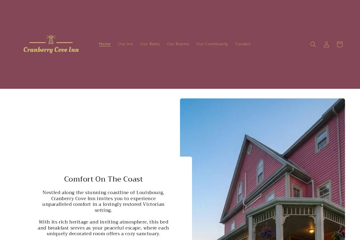 cranberrycoveinn.com homepage screenshot