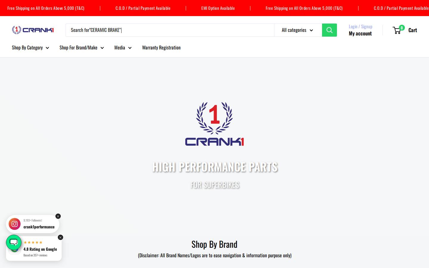 crank1performance.com homepage screenshot