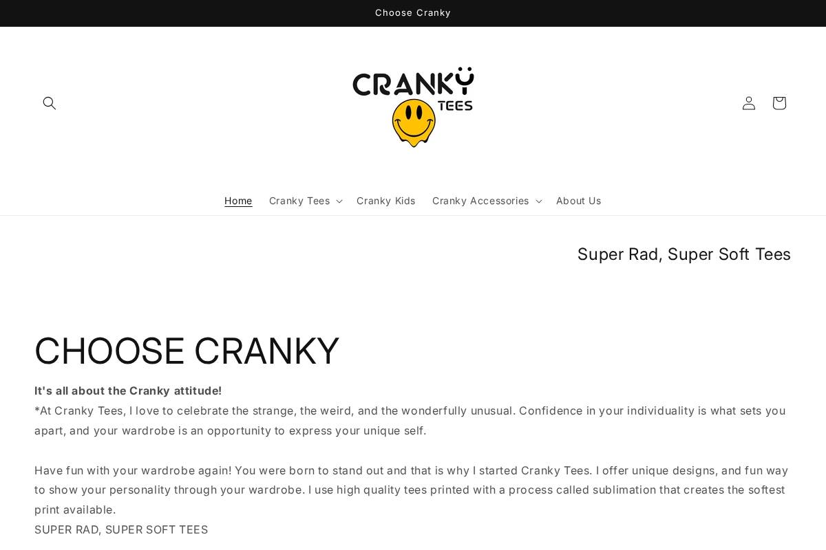 cranky-tees.com homepage screenshot