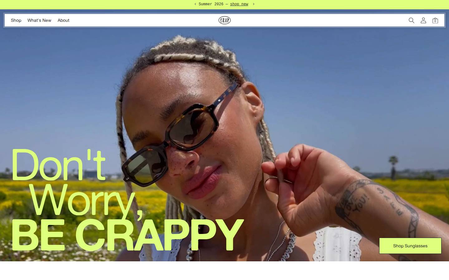 Crap Eyewear homepage screenshot