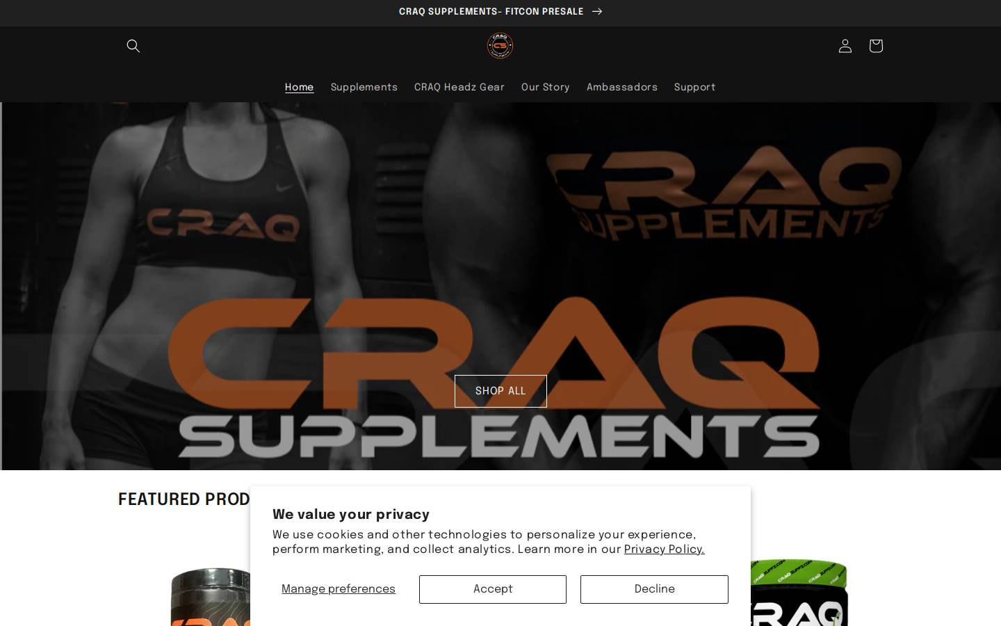 craqsupps.com homepage screenshot