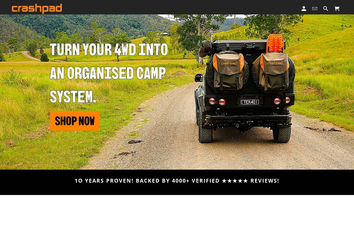 crashpadgear.com.au homepage screenshot