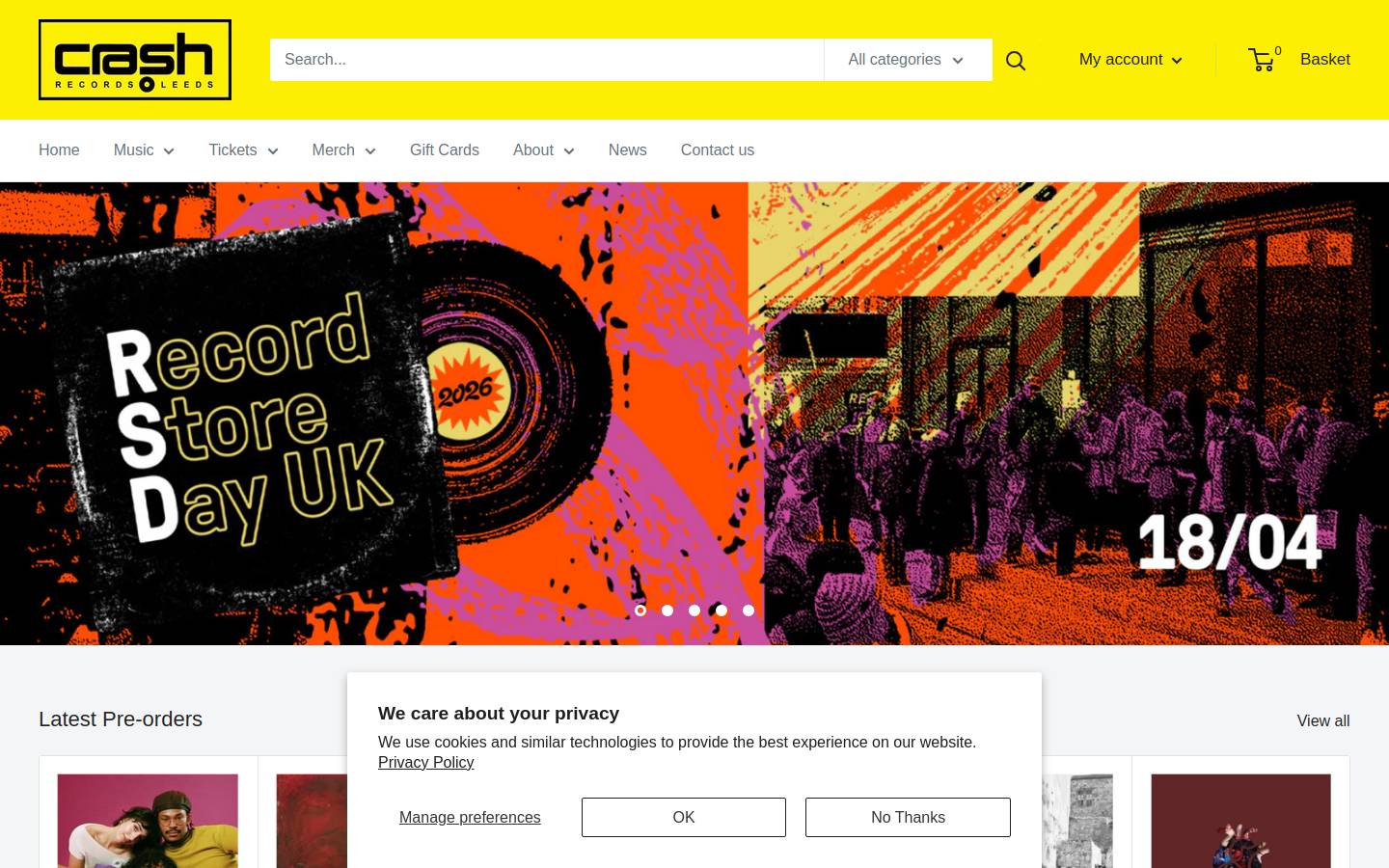 Crash Records homepage screenshot